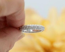 Solid 14k White Gold 1.07Ct Round Cut Simulated Diamond Wedding Ring Band Size 6