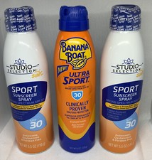 Lot of 3 Studio Selection Sport Sunscreen Spray Banana Boat Ultra Sport Spray