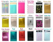 4x8 Metallic Bubble Mailers Padded Shipping Envelopes, Mirrored Hologram Choose!