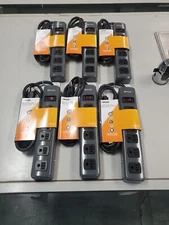 Woods 6-Outlet Gray Power Strip with 5 Ft. Cord 41386 Pack of 6 Woods 41386