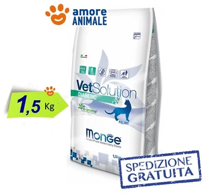 Monge VetSolution Cat Diabetic 1,5 kg > Crocchette per Gatto, cibo per Gatti