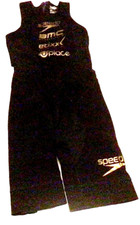 Speedo Ladies Competition Compression Suit XS NWOT Black/Gold Letters Zipped New