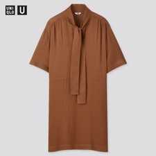 UNIQLO U BOW TIE HALF SLEEVE DRESS SIZE XXS Color: BROWN