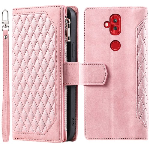 Asus Zenfone 5 Lite ZC600KL Rhombic Wallet Case Luxury Leather Zipper Flip Card - Picture 33 of 44