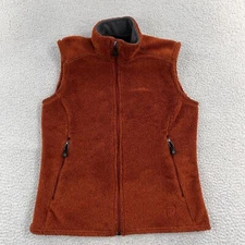 Patagonia Sweater Vest Womens Medium Orange Polartec Fleece Full Zip Corp Logo
