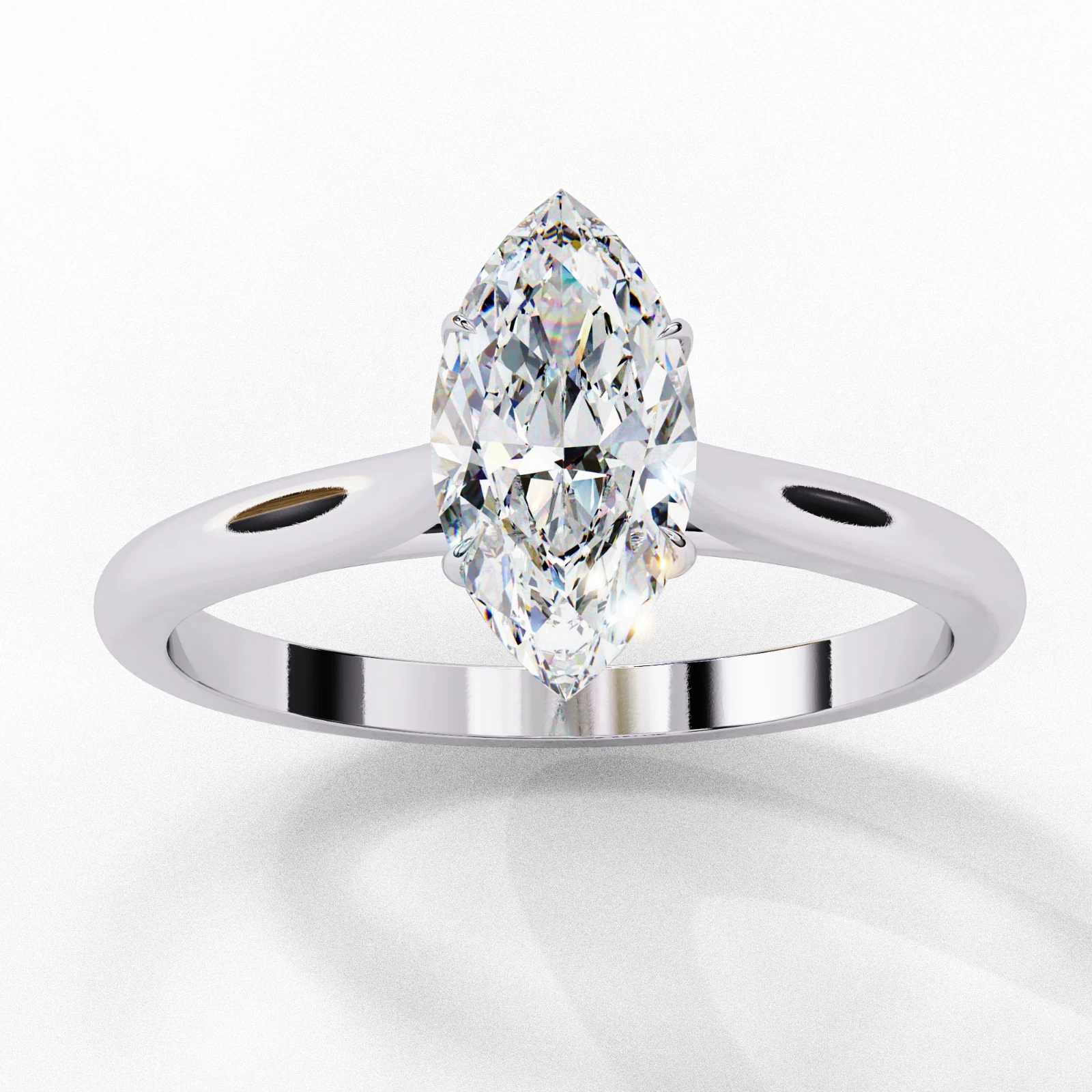 0.82 Ct F VS1 Marquise Lab Grown Diamond Ring IGI Certified 14k White Gold image-2