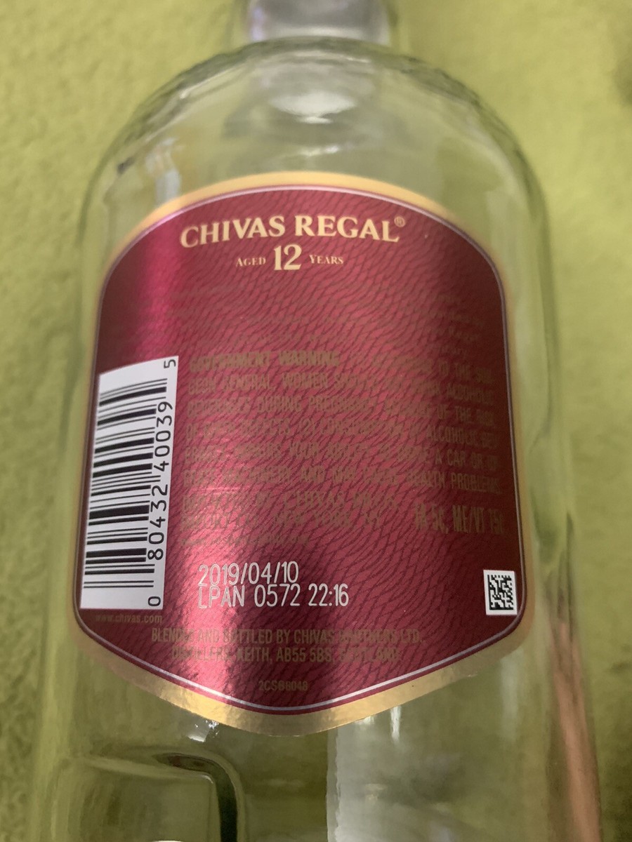 EMPTY CHIVAS REGAL 12 Year Whisky Bottle 750 ml | eBay