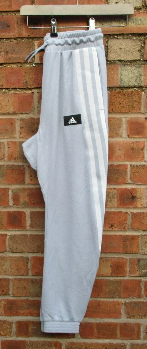 Adidas Joggers Sports Pants 3 Stripe Light Grey Small 30" Waist New With Tags