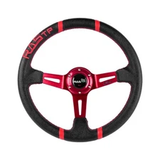 RASTP Universal Racing Steering Wheel,Deep Dish Steering Wheel Leather Embroi...