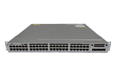 Cisco WS-C3850-48F-S 48 Port Gigabit PoE+ Switch /w C3850-NM-2-10G + PSU 1100WAC