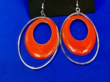 Retro Vibe Round Large Hoops Orange Lightweight Hook 3