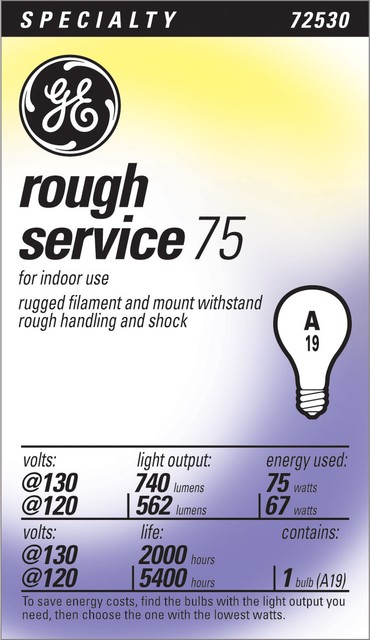 4Pcs Light bulb 75W 130Vac Rough Service Eiko