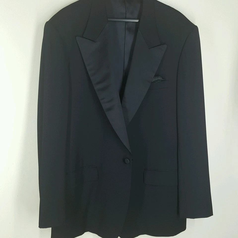 UNBRANDED Bespoke Formal Black Dinner Jacket 1 Btn No Vents 44-46 Long Portly - Image 3 of 4