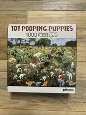 NEW 27 X 19 Funny “101 Pooping Puppies” 1000 piece Funwares Puzzle- Gag Gift