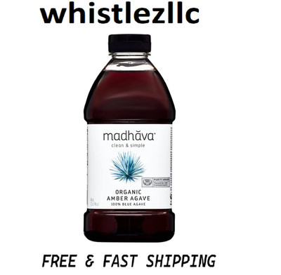 Madhava Organic Amber Agave,100% Blue Agave Sweetener Sugar Substitute 46 oz.