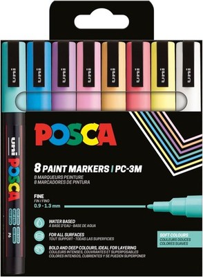 POSCA 186552 POSCA Marker Set 8 Acrylstifte PC-3M Permanent Marker