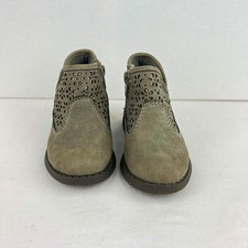 GUC OshKosh B'gosh Taupe Perforated Ankle Boots Zip Toddler Girls Size 6M