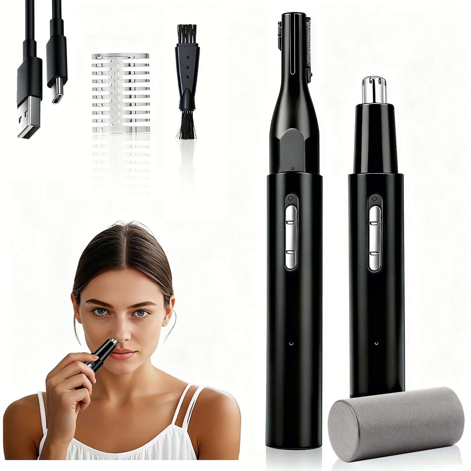 Electric Nose Hair Trimmer for Women Men, Painless Facial Hair and Eyebrow Trimm