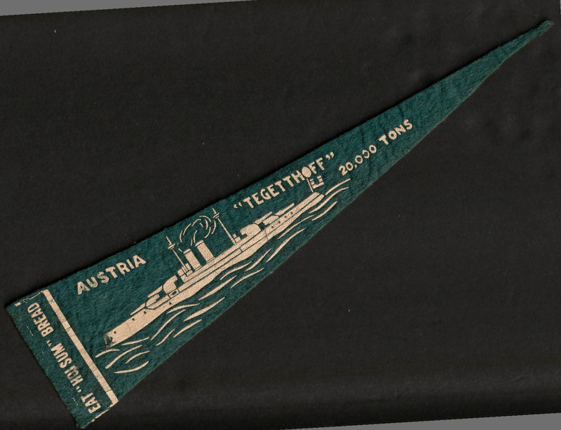 F15 1918 Holsum Bread Insert WW1 Austria"TEGETTHOFF"Battleship  12" Felt Pennant