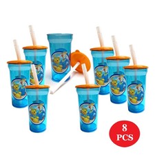 8x Disney Winnie the Pooh Tigger Water Juice Cup Kids Tumblers with Lids, Straws