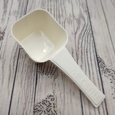 Cuchara medidora de plástico blanco Mr Coffee vintage cuchara pequeña mango corto
