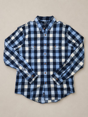 Abercrombie & Fitch Herren Hemd L Flanell Kariert Blau Weiß