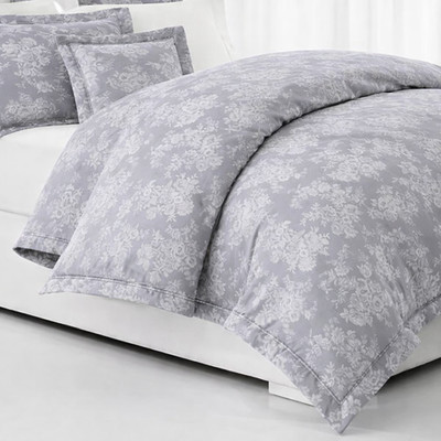 Ralph Lauren Mya Full/Queen Comforter Gray Floral Jacquard Top of Bed Cotton