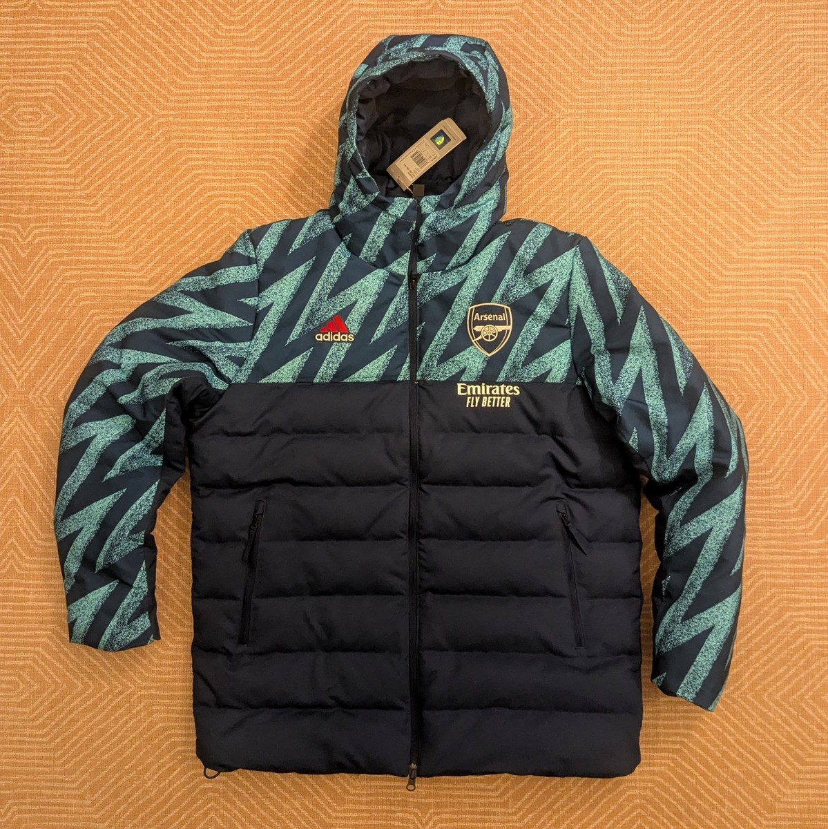 PLAYER ISSUE Adidas LARGE Arsenal 21/22 Down Jacket Blue Lightning Puffer  Coat L