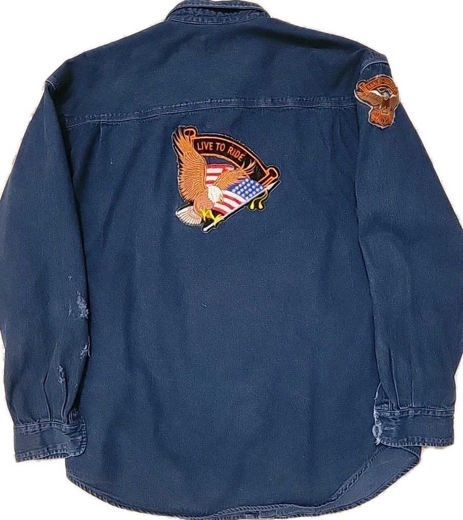 Harley Davidson Patchworked Denim Long Sleeve But… - image 8
