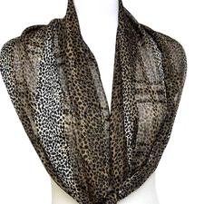 Womens Animal Print Scarf Brown Black Tonal Colors Soft Drape Rectangle 15x57 