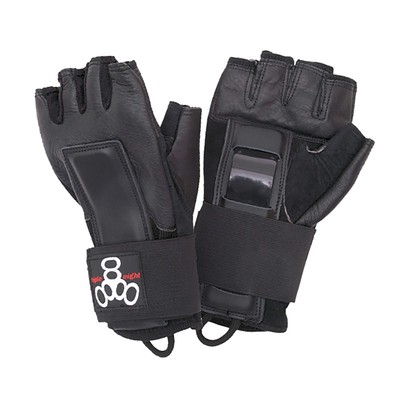 Triple Eight Hired Hands Skateboarding Gloves with Wrist Guards Small Black