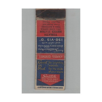Matchbook Cover Standard Gas Station Yorah Service Station