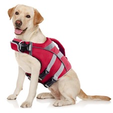 Waterproof Dog Life Jacket with Reflective Stripes Adjustable Safety Vest for Do