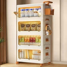 224 QT-4 Pack Stackable Storage Bins, Plastic Storage Bins with Lips, Wheels,...