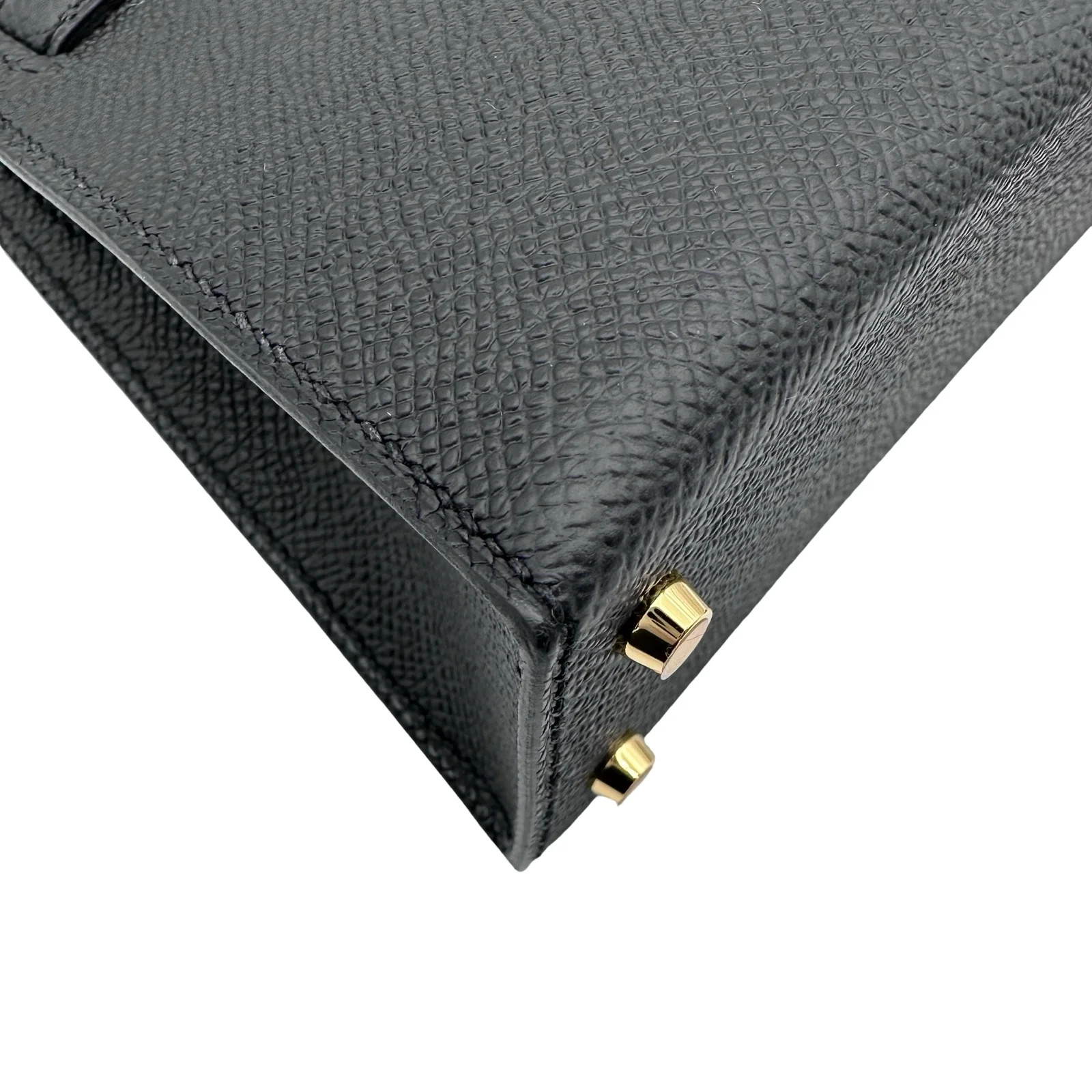 HERMES Mini Kelly 2 Black Epsom Leather Handbag K Stamp #OKB44 image 10