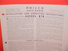 1920-1942 Philco Car Radio Service Manual Model 818 Ford Auburn Cord Deusenberg