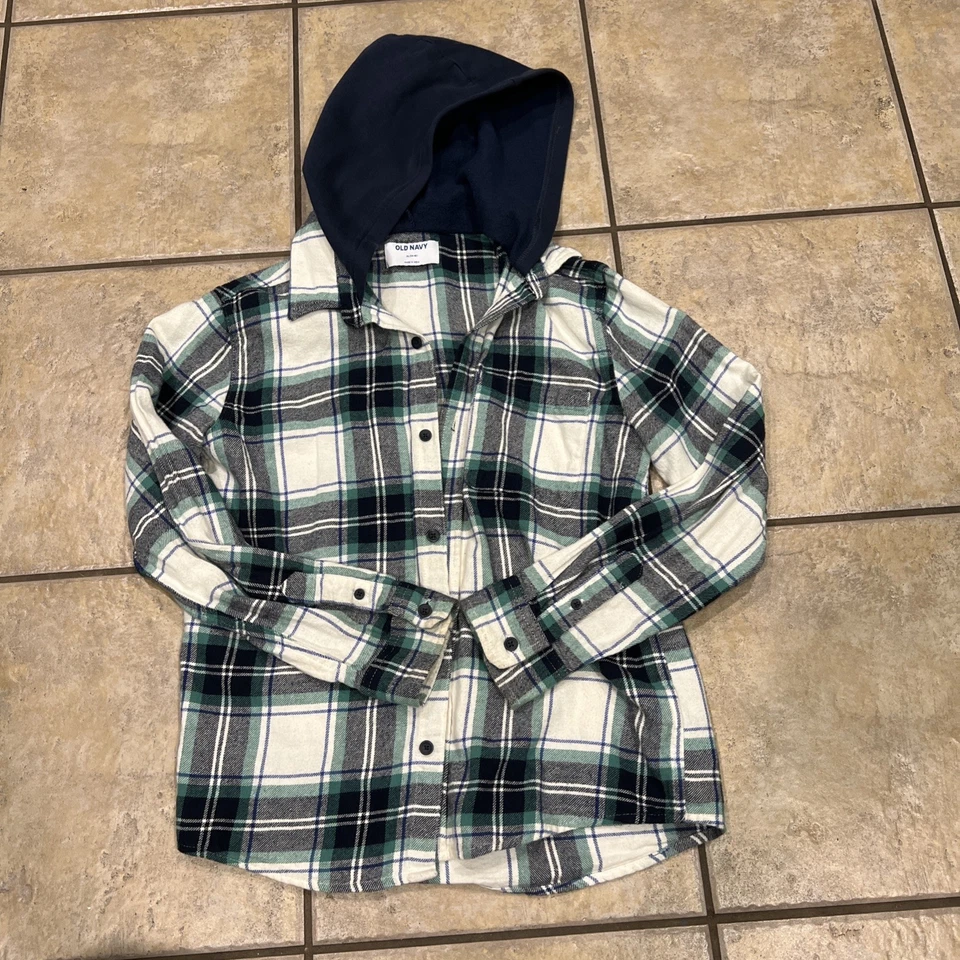Lot of 8: Old Navy Flannel Boy Hoodies & Short Sleeve Button Shirts - Boy XL - Image 4 of 4