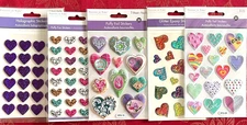 #967 - LOT OF 5 PUFFY FOIL HOLOGRAPHIC EPOXY HEARTS - FOREVER IN TIME - RARE