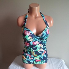 Tommy Bahama Tropi Calling UW Full Cvg Cup Tankini Swim Top Mare Navy S/D NWT
