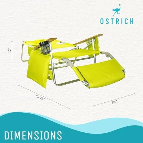 OSTRICH DELUXE 3 IN 1 BEACH CHAIR WITH FACE OPENING - PORTABLE - GREEN - Image 4 of 4