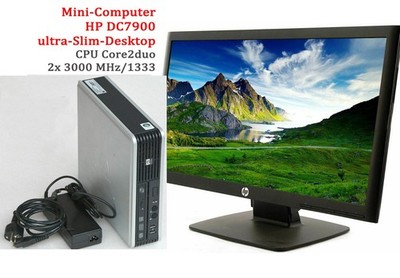 HP SLIM-DC 7900 + HP-Monitor 21,5'' mit  WINDOWS 7 Pro, DUAL CORE 2x 3,00 GNz