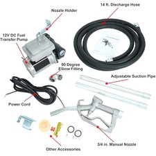 15 GPM Gasoline Fuel Transfer Pump w/ 12 V Self-Priming Fuel Pump 14 FT Hose Kit