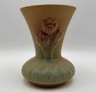 Vintage Van Briggle Pottery Vase Matte Pink & Blue Crocus Flowers V3 5.5"