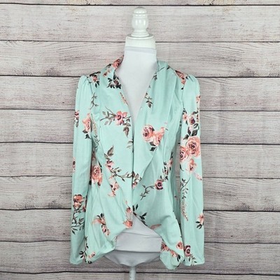 Heimish USA Boutique Womens Draped Floral Soft Shell Sweater Cardigan Medium NWT