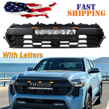 Black Front Bumper Grille Grill With 3leds Light Bar For 2024 2025 2026 Tacoma