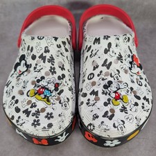 Crocs Disney Mickey Minnie Mouse Classic Clogs White Black Youth Size J3 Jibbitz