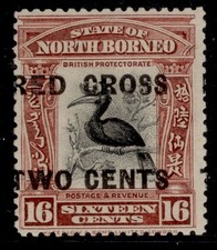 NORTH BORNEO GV SG225, 16c + 2c brown-lake, M MINT. Cat &pound;22. ovpt SHIFTED left
