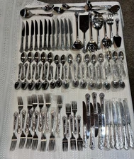 85 PC. REED & BARTON Renaissance Stainless Flatware Spoons Forks Knives Serving