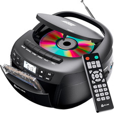 CD Cassette Tape Player, Bluetooth CD Boombox, AM/FM Radio, Stereo Sound, Remo