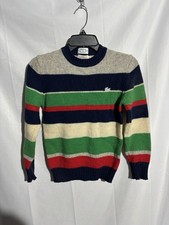 Vintage 80s Izod Lacoste Sweater Boys Sz 14 Multi Color Virgin Wool Knit